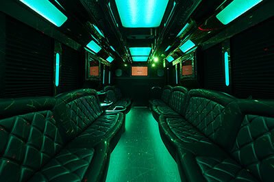 Multiple screens inside a party bus