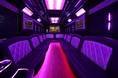 Wooden floor inside a party bus