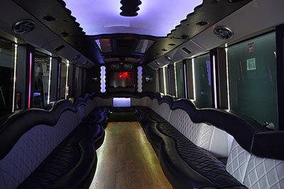  interior of a Traverse City party bus